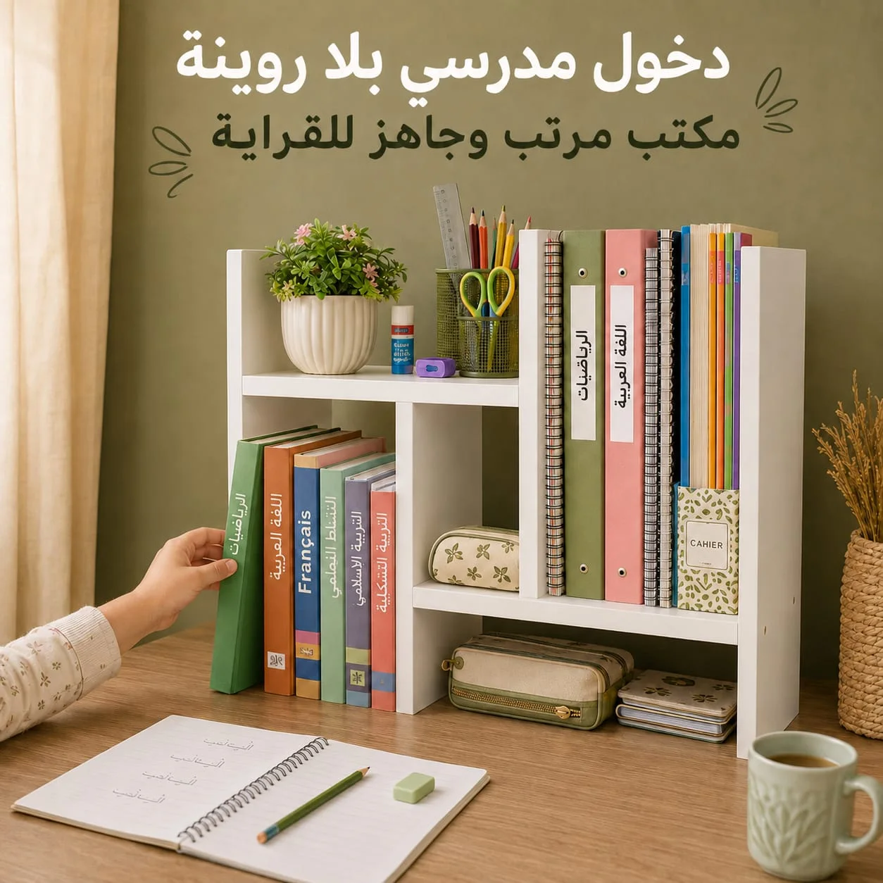 منظم مكتب مكتبي قابل للتعديل للكتب والدفاتر والأدوات المدرسية صورة مصغرة 2