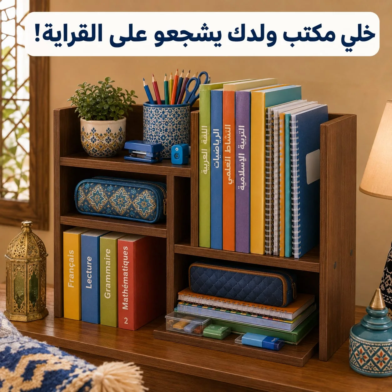 منظم مكتب مكتبي قابل للتعديل للكتب والدفاتر والأدوات المدرسية صورة مصغرة 4